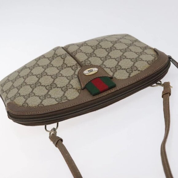 GUCCI GG Supreme Web Sherry Line Bag PVC Beige Gold 904 02 047 Auth 125707 - Picture 7 of 13